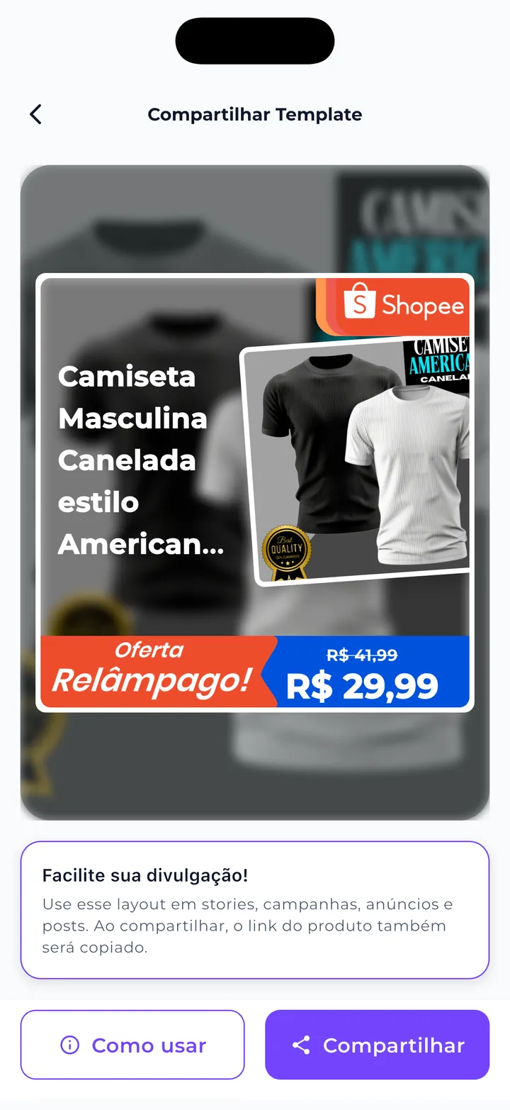 Preview final do template pronto para compartilhar