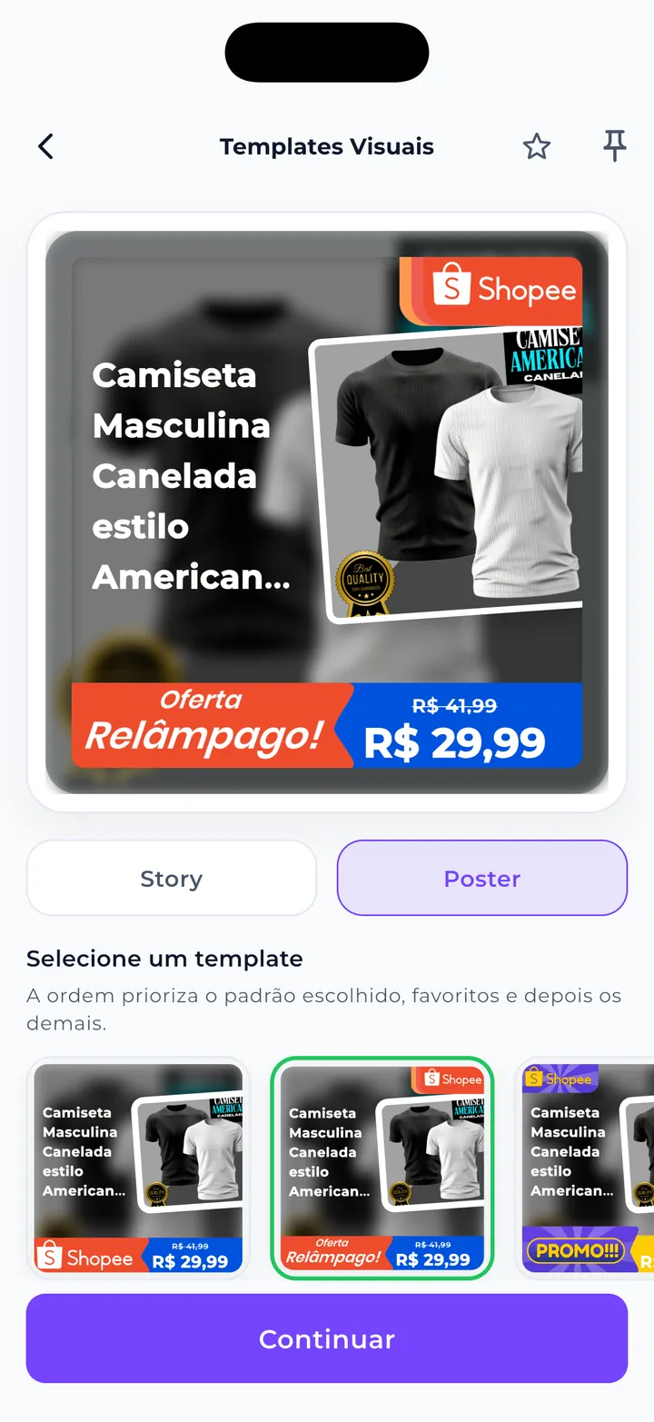 Miniaturas de layouts no formato poster