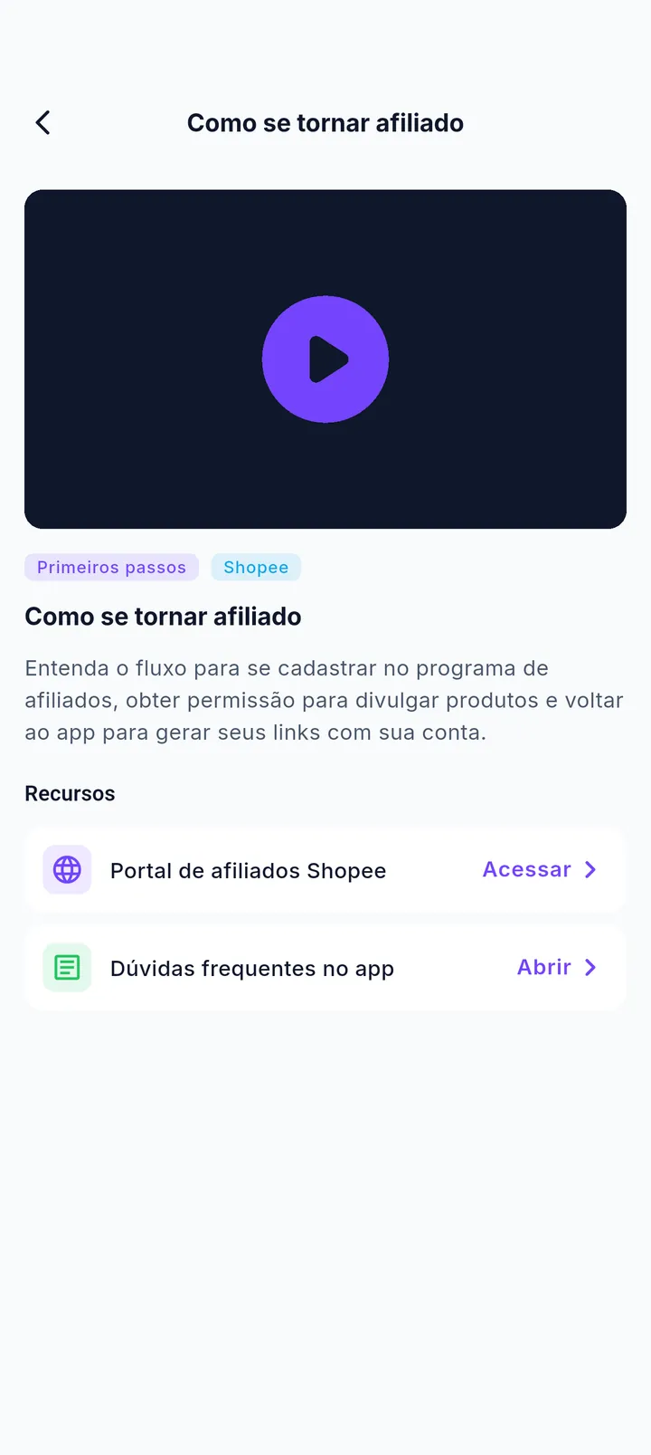 Conteúdo de aprendizado Como se tornar afiliado com recursos e links úteis